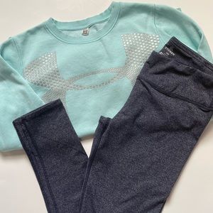 Women Setx2 Underarmour blue sweatshirt and leggings sz S